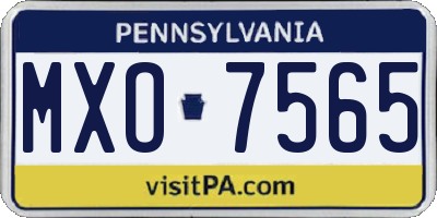 PA license plate MXO7565