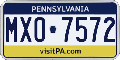 PA license plate MXO7572