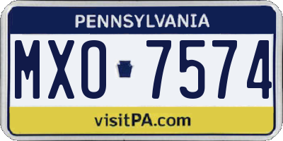 PA license plate MXO7574