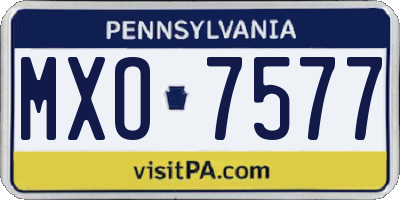 PA license plate MXO7577