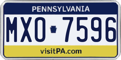 PA license plate MXO7596
