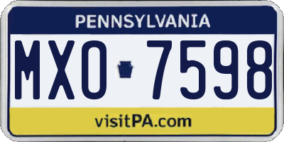 PA license plate MXO7598