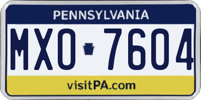 PA license plate MXO7604