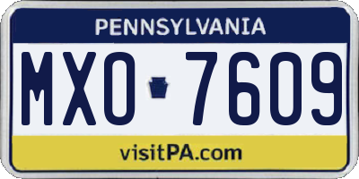 PA license plate MXO7609