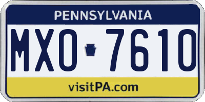 PA license plate MXO7610