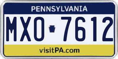 PA license plate MXO7612