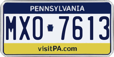 PA license plate MXO7613