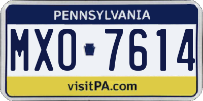 PA license plate MXO7614