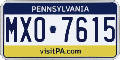 PA license plate MXO7615