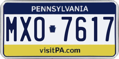 PA license plate MXO7617