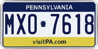 PA license plate MXO7618