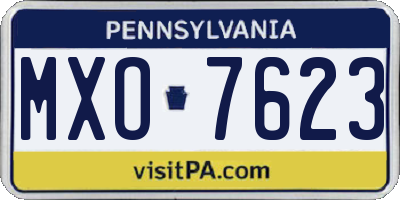 PA license plate MXO7623