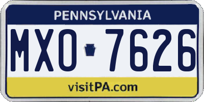 PA license plate MXO7626