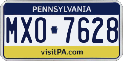 PA license plate MXO7628