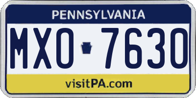 PA license plate MXO7630