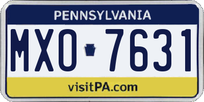 PA license plate MXO7631