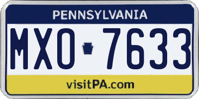 PA license plate MXO7633