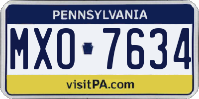 PA license plate MXO7634
