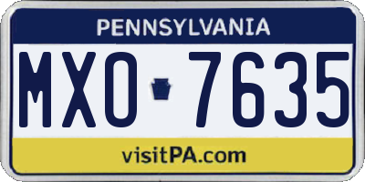 PA license plate MXO7635