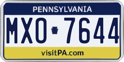 PA license plate MXO7644