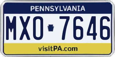 PA license plate MXO7646