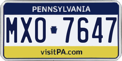 PA license plate MXO7647