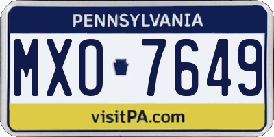 PA license plate MXO7649