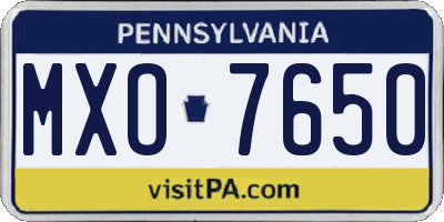 PA license plate MXO7650