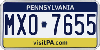 PA license plate MXO7655