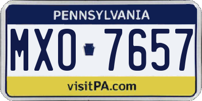 PA license plate MXO7657
