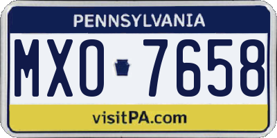 PA license plate MXO7658