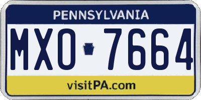 PA license plate MXO7664
