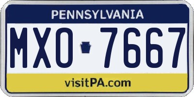 PA license plate MXO7667