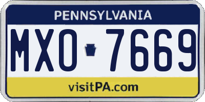 PA license plate MXO7669
