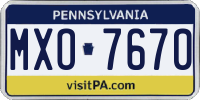 PA license plate MXO7670