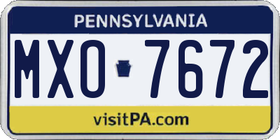PA license plate MXO7672