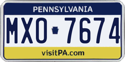 PA license plate MXO7674