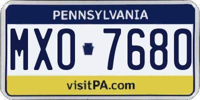 PA license plate MXO7680