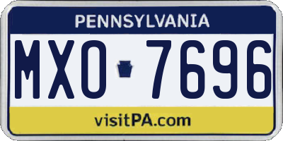PA license plate MXO7696