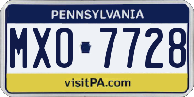 PA license plate MXO7728
