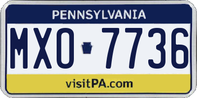 PA license plate MXO7736