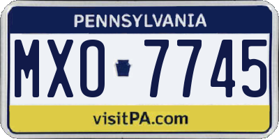PA license plate MXO7745