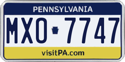 PA license plate MXO7747