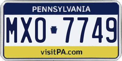 PA license plate MXO7749