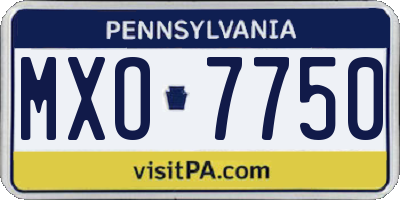 PA license plate MXO7750