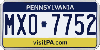 PA license plate MXO7752
