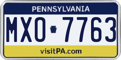 PA license plate MXO7763