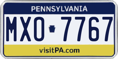 PA license plate MXO7767