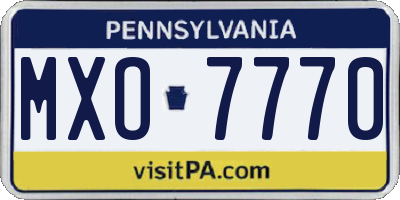 PA license plate MXO7770