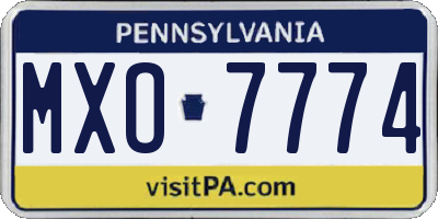 PA license plate MXO7774